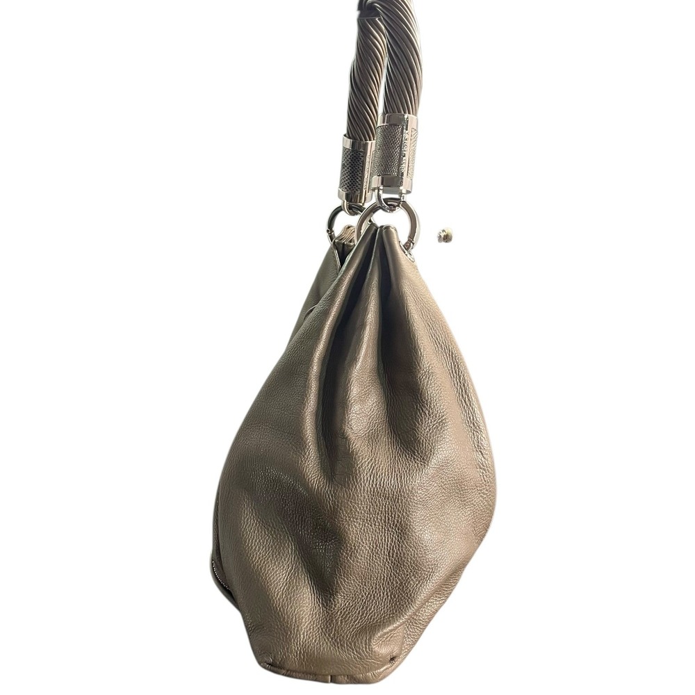 Michael Kors Tonne Shoulder Bag Hobo Taupe Leather Designer Purse Handbag - Picture 3 of 14